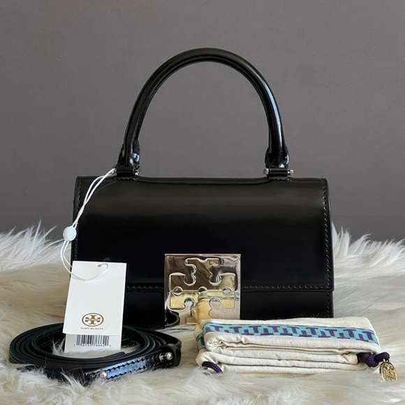 💰SOLD - 148865 - Tory Burch T Monogram Bon Bon Spazzolato Mini Top-handle Bag - Picture 11 of 13